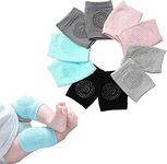 JUST RIDER (Pack of 3 Pairs Baby Knee Pads for Crawling, Anti-Slip Padded Stretchable Elastic Cotton Soft Breathable Comfortable Knee Cap Elbow Safety Protector,Multicolor