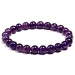 SIMPLÍ BASIC Natural 8MM Purple Amethyst Crystal Stone Healing Bracelets for Women and Men with Attractive Jewellery Gift Box