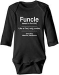 LyCheer Funcle Definition Baby Onesie Uncle Themed Rompers Birth Announcement Bodysuit Black