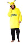 Pokemon Oversized Blanket Hoodie, Pikachu Soft Sherpa Fleece Wearable Blanket (Yellow)