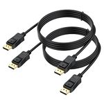 DisplayPort to DisplayPort Cable 6FT 2-Pack, UVOOI 4K Display Port Cable Male to Male DP to DP Cable [1440p@144Hz/165Hz, 4K@60Hz] for Gaming Monitor, PC, RTX, RX, AMD