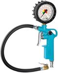 HAZET tire pressure gauge 9041G-1 I Calibrated, readable, pressure gauge measuring range: 0-145 psi, hose length: 100cm/39.37 inches, diameter: 3.15 inches | For car, etc.