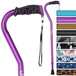 Vive Walking Stick - Adjustable for Men and Women - Ladies Portable Offset Balance Cane - Lightweight & Sturdy Mobility Walker Aid for Arthritis, Elderly, Seniors & Handicap (Purple)