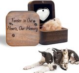 Pet Hair Keepsake Box, Personalized Pet Memorial Gifts for Loss of Dog or Cat, Small Pet Urns for Ashes, Walnut Wood Keepsake Storage Box suitable for Dog Tags, Sympathy Gifts for Pet Lovers Friends