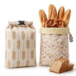 2 Pack Reusable Beeswax Bread Bags for Sourdough,Extra Large Detachable beeswax bread bags for homemade bread,17"×13" Cotton Linen Storage Bags for Artisan Loaves，Keep bread Fresh, Freezer Safe
