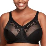 Glamorise Women's Full Figure Wirefree Minimizer Support Bra #1003, Black, 38F