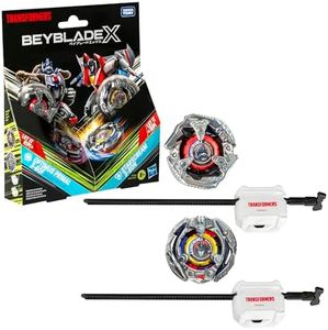 Beyblade X Transformers Collab Optimus Primal 3-60F vs. Starscream 3-80N Multipack Set with 2 Tops & 2 launchers; Battling Top Toys for 8 Year Old Boys & Girls (Amazon Exclusive)