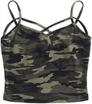 SweatyRocks Women's Sexy Strappy Crop Top Crisscross Front Camo Print Cami Top