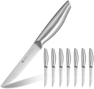 SANHUI Steak Knives, Steak Knife Set of 8, German Stainless Steel Steak Knife Serrated, Silver