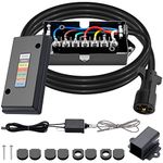 CheeMuii 7 Way Trailer Cord and 7 Gang Junction Box Kit with 12 V Breakaway Switch and Plug Holder Heavy Duty 8 FT Cable Wiring Harness Kit for Trailers RVs Campers