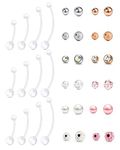 VCMART Pregnancy Belly Button Rings 14G Plastic Belly Button Rings for Pregnancy Long Bar 18-38mm Sport Maternity Bioplast Belly Navel Button Ring Retainer with Replacement Balls Mix Style