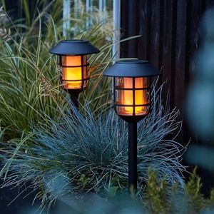 Homehop Solar Lamp Outdoor Waterproof 48LED Decorative Flicker Flame Solar Garden Lights for Pathway, Lawn, Yard, Patio and Home Decor (ABS -Pack of 1)