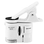 Mini Microscope Magnifier, Wireless Digital Microscope, Micro Cell Phone Pocket Microscope Clip with LED UV Light Currency Detector for Universal Cell Phones, for Detecting Jewelry Coins Currency Stam