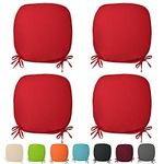 Set Of 4 Beautiful REMOVABLE ,Foam,Dining Garden Chair Cushion Seat Pads With Ties (Red)