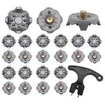 20pcs Golf Shoe Spikes with Wrench, Golf Shoe Replacements Anti-slip Tooth Spikes, Lightweight TPU Cleat with Metal Screw, Golf Shoe Accessories Provides Traction Stability Comfort(Grey)