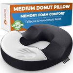 5 STARS UNITED Donut Pillow Hemorrhoid Tailbone Cushion – Medium Black Seat Cushion Pain Relief for Coccyx, Prostate, Sciatica, Pelvic Floor, Pressure Sores, Pregnancy