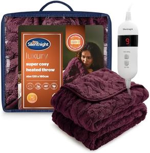 Silentnight Luxury Super Cosy Heated Throw - Snuggly Soft Knit Jacquard Fleece Electric Blanket for Sofa Bed with 9 Heat Settings - Fast Heat-up and Safe Shut Off - Machine Washable - 120x160cm, Berry