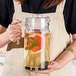 FINSTER Premium Juice and Water Glass Jug Pitcher with Lid, 1 Pcs, 1.8-Liter, Iced Tea Pitcher Water Jug Hot Cold Water, Milk and Juice Beverage Carafe, Lemon Jug.