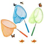 3Pcs Butterfly Nets, KAXANPI Telescopic Butterfly Net Extendable from 17CM to 65CM for Kids Catching Bugs Insect Outdoor Garden Activities