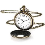 Yaomiao Halloween Vintage Pocket Watch Smooth Quartz Pocket Watch with Chain Numerals Pocket Watch Antique Pocket Watch for Men Women Dad Birthday Anniversary Day(Bronze)