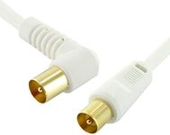 10m White TV Antenna Aerial Cable Flylead Cord Coax PAL Male Right Angle Plug