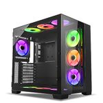 Ant Esports Crystal XL Mid-Tower Computer Case/Gaming Cabinet - Black | Support ATX, Micro-ATX, Mini-ITX | Pre-Installed 3 Side Fans and 1 Rear Fan