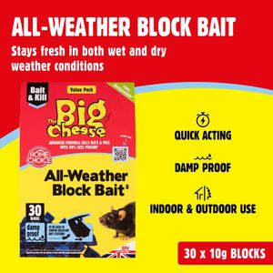 Big Cheese Rodent Block Bait, 30 x 10g – Mouse & Rat Control