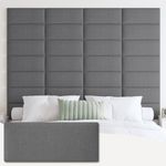 IFNOW Upholstered Wall Mounted Headboard, 3D Soundproof Wall Panels Peel and Stick Headboard for Queen Size, Reusable and Removable Tufted Bed Headboard in Dark Grey(9 Panels, 10" x 24")