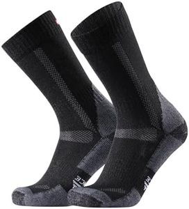 DANISH ENDURANCE Outdoor Walking Socks in Merino Wool, Hiking Men & Women 1 Pack, Black, 6-8