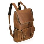 cuero C Full Grain Leather Backpack for Men - 17 Inch Laptop Bag - Vintage Travel Rucksack - Casual Daypack for Womens, Tan Brown, 17 Inch, Rucksack Backpacks