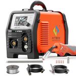 HITBOX 145A 4-in-1 Portable MIG Welder – 240V Gasless Digital Inverter with LED Display – MIG/ARC/Lift TIG/Spool Gun Flux Core Welding Machine – Ideal for Carbon Steel, Iron & Stainless Steel(HBM145)