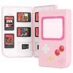 LEYUS Game Card Case for Nintendo Switch (2019 & 2021 OLED) and Lite, 10 Games & 10 Memory SD Card Strorage Case Holder, Portable Small Size Cartridge (Pink)