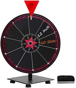 Spinning Wheel for Prizes, 10 Slots Black Prize Wheel with Eraser, 12 Inch Spin Wheel with Stand, Roulette Wheel for Tabletop - Wheel of Fortune Wheel Spinner for Carnival, Game Casino and Trade Show