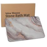 Yellow Weaves Stone Bath Mat, Diatomaceous Earth Shower Mat, Non-Slip Super Absorbent Quick Drying Bathroom, Kitchen Floor Mat, Easy to Clean (60x40 cm - Sandstone) White Gold