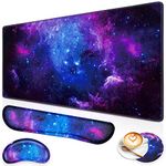 Gaming Mouse Pad Set, Canjoy 4-in-1 XXL Large Mouse Pad + Keyboard Wrist Rest Support+ Coaster, (35.4×15.7 in) Extended Desk Pad Memory Foam Non-Slip Desk Mat for Home Office