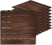 Acacia Hardwood Interlocking Deck Tiles - Walnut Straight - 12"×12" 9pcs - Floor Tiles for Patio and Deck Use Natural Wood Outdoor Decking and Flooring, Rain and Weather Resistant, Heavy Duty