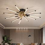 Modern Led Ceiling Light fixtures Flush Mount, Black and Gold Light Fixture Ceiling Mount, Modern Dining Room Light Fixture Hanging,12-Head Led Ceiling Lights for Bedroom,Living Room,Kitchen, Hallway