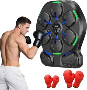 Music Boxing Machine with LED Lights & Bluetooth | 9 Speed Modes & Punch Counter | Electronic Music Boxing Trainer for Kids & Adults | Wall-Mounted Smart Punching Pad for Home & Gym Workout 51cm