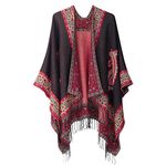 QBSM Shawl Wrap for Women Knitted Ponchos Capes Open Front Cardigan Scarf Blanket for Fall and Winter