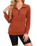 MISFAY Sweatshirts for Women Long Sleeve Half Zip Pullover Shirts Fall Casual Tunic Tops for Leggings(Caramel-S)