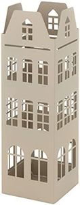 Baroni Home Portaombrelli Design Moderno in Metallo con Tetto Sqadrato, 2 Gancini, 4 Piedini Antigraffio e Vaschetta Scolapioggia Rimovibile 15,5X15X49 cm Tortora
