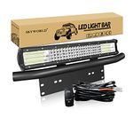 SKYWORLD LED Light Bar, 20 inch 510W Spot Flood Combo Beam Work Driving Lamp with License Plate Mounting Bracket 12V Wiring Harness Kit Rocker Switch for Truck Offroad Car ATV SUV 4X4 Boat