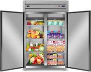 Tylza Commercial Refrigerator and Freezer Combo, 48" W Dual Temperature Zones, All Stainless Steel Design, 770L 6 Adjustable Shelves Refrigerator and Freezer Combo for Restuarant, Shop, Garage, etc