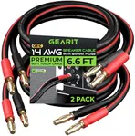 GearIT 14 AWG Speaker Cable Wire with Banana Plugs (2 Pack, 6.6 Feet - 2 Meter) 14Ga Gauge Banana Wire for Bi-Wire Bi-Amp HiFi Surround Sound - 99.9% OFC Copper, Gold Plated Tips - Black, 6 Ft