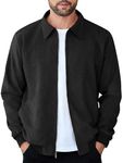 COOFANDY Men's Faux Suede Bomber Jacket Lightweight Full Zip Jackets Vintage Casual Trucker Coat