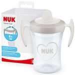 NUK Trainer Cup Sippy Cup | Leak-Proof Soft Drinking Spout | 6+ Months | BPA-Free | 230ml | Grey & White | 1 Count