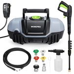 WORKPRO Pressure Washer, 1900 PSI Max 1.8 GPM Max Electric Pressure Washer with 4 Nozzles, Foam Cannon and Pressure Washer Hose for Car, Garden, Home, 15.7 x 8.7 x 7 in