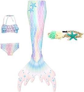 XNSGAO 4pcs Mermaid Tails for Swimming for Girls Kids Swimsuit Costume Princess Bathing Suit Bikini Set