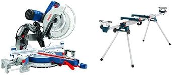 BOSCH GCM12SD 15 Amp 12 Inch Corded Dual-Bevel Sliding Glide Miter Saw with 60 Tooth Saw Blade + BOSCH GTA3800 Folding Leg Miter Saw Stand