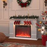 GRAVFORCE Fireplace Modern Electric Fireplace and Surround 23 inch Heating Insert LED Light Strip Fireplaces with Timer and 12 Flame Colors and Remote Control White